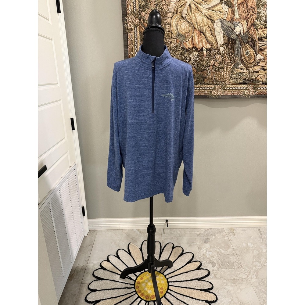 Reel‎ Life Pullover Mens XL Blue 1/4 Zip Mock Neck Paddle Club Graphic